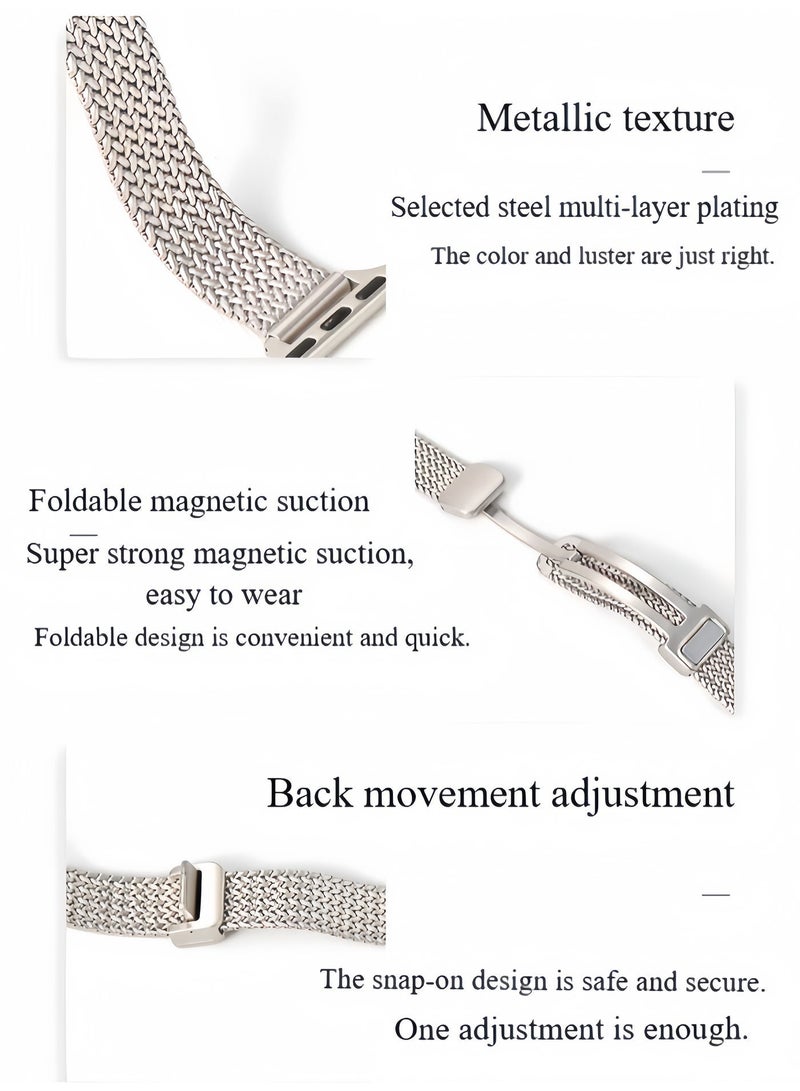 أفضل ذروة عبوتان من الأساور المعدنية المغناطيسية المتوافقة مع ساعات أبل مقاس 38 مم، 40 مم، 41 مم، أساور معدنية مغناطيسية قابلة للتعديل، رفيعة، مقاومة للماء، متوافقة مع ساعات أبل من السلسلة 11، 10، 8، 7، 6، 5، 4، 3، 2، 1 (41/40/38/42 مم (السلسلة 11/10))، قطعتان - فضي + ذهبي وردي - Image 2